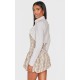 Butter Cream Contrast Pattern Shirt Detail Puffball Dress Butter Cream Contrast Pattern Shirt Detail Puffball Dress