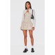 Butter Cream Contrast Pattern Shirt Detail Puffball Dress Butter Cream Contrast Pattern Shirt Detail Puffball Dress