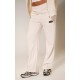 PRETTYLITTLETHING Cream Contrast Logo Badge Wide Leg Sweatpants PRETTYLITTLETHING Cream Contrast Logo Badge Wide Leg Sweatpants