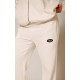 PRETTYLITTLETHING Cream Contrast Logo Badge Wide Leg Sweatpants PRETTYLITTLETHING Cream Contrast Logo Badge Wide Leg Sweatpants