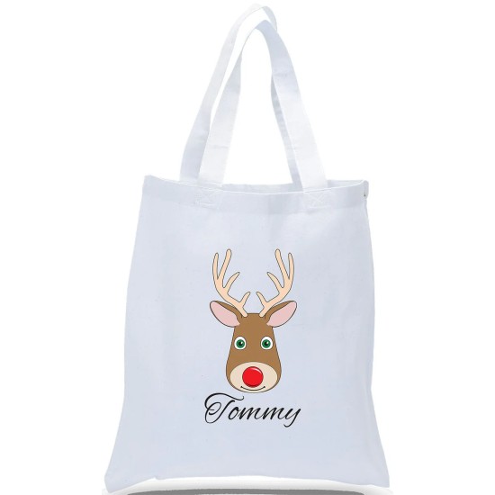 Rudolf Reindeer Customized Christmas Tote Rudolf Reindeer Customized Christmas Tote