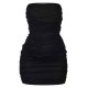 Shape Black Mesh Corset Detail Ruched Bodycon Dress Shape Black Mesh Corset Detail Ruched Bodycon Dress