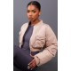 Beige Cropped Ruched Sleeve Utility Pocket Bomber Jacket Beige Cropped Ruched Sleeve Utility Pocket Bomber Jacket