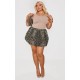Plus Leopard Print Puffball Denim Mini Skirt Plus Leopard Print Puffball Denim Mini Skirt