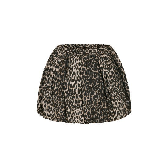 Plus Leopard Print Puffball Denim Mini Skirt Plus Leopard Print Puffball Denim Mini Skirt