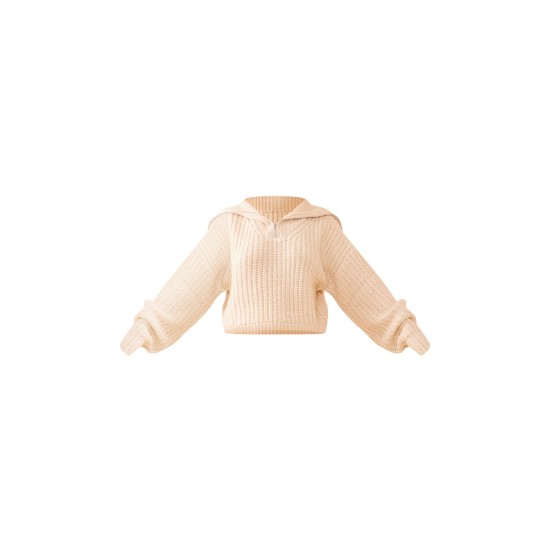 Stone Chunky Knitted Zip Up Oversized Sweater Stone Chunky Knitted Zip Up Oversized Sweater