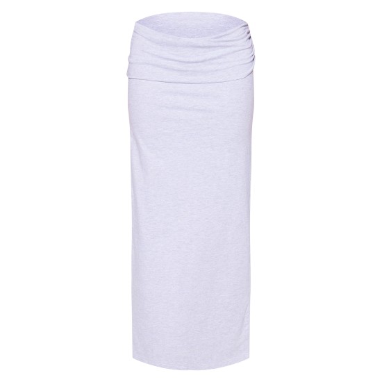 Grey Marl Foldover Cotton Maxi Skirt Grey Marl Foldover Cotton Maxi Skirt
