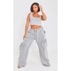 Shape Light Grey Washed Double Waistband Pocket Detail Wide Leg Sweatpants Shape Light Grey Washed Double Waistband Pocket Detail Wide Leg Sweatpants