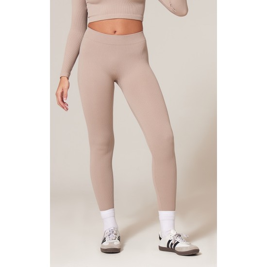 Stone Structured Snatched Rib Leggings Stone Structured Snatched Rib Leggings