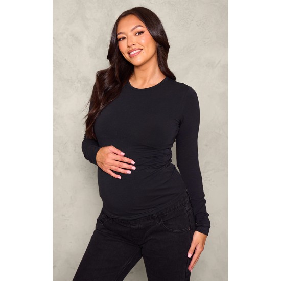 Maternity Black Long Sleeve Basic Fitted Top Maternity Black Long Sleeve Basic Fitted Top