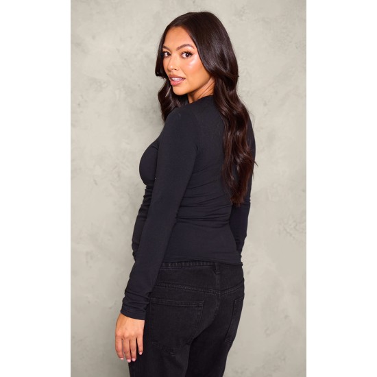 Maternity Black Long Sleeve Basic Fitted Top Maternity Black Long Sleeve Basic Fitted Top