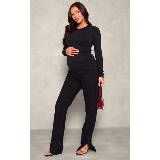 Maternity Black Long Sleeve Basic Fitted Top Maternity Black Long Sleeve Basic Fitted Top