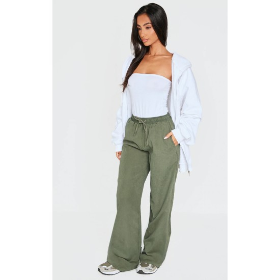 Petite Green Peach Skin Wide Leg Cargo Pants Petite Green Peach Skin Wide Leg Cargo Pants