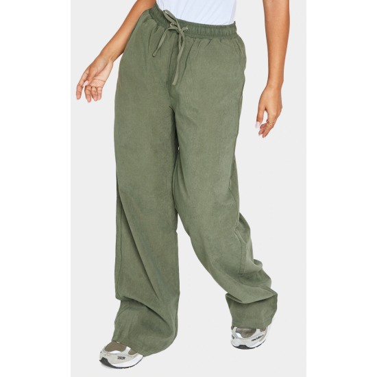 Petite Green Peach Skin Wide Leg Cargo Pants Petite Green Peach Skin Wide Leg Cargo Pants
