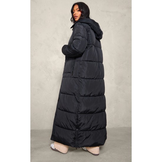 Tall Black Maxi Longline Hooded Puffer Coat Tall Black Maxi Longline Hooded Puffer Coat