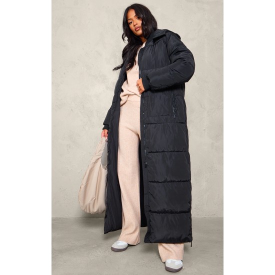 Tall Black Maxi Longline Hooded Puffer Coat Tall Black Maxi Longline Hooded Puffer Coat