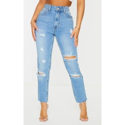 Petite Light Wash Ripped Skinny Jeans