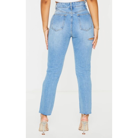 Petite Light Wash Ripped Skinny Jeans Petite Light Wash Ripped Skinny Jeans