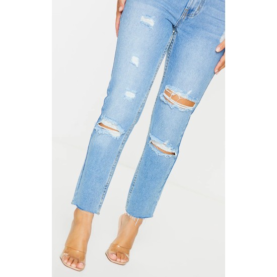Petite Light Wash Ripped Skinny Jeans Petite Light Wash Ripped Skinny Jeans
