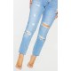 Petite Light Wash Ripped Skinny Jeans Petite Light Wash Ripped Skinny Jeans