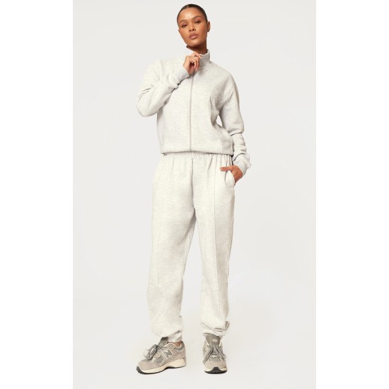Ash Grey Seam Detail Zip Track Top Ash Grey Seam Detail Zip Track Top