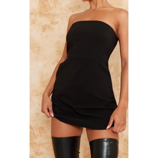 Black Stretch Woven Bandeau Shift Dress Black Stretch Woven Bandeau Shift Dress