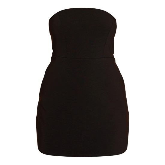 Black Stretch Woven Bandeau Shift Dress Black Stretch Woven Bandeau Shift Dress