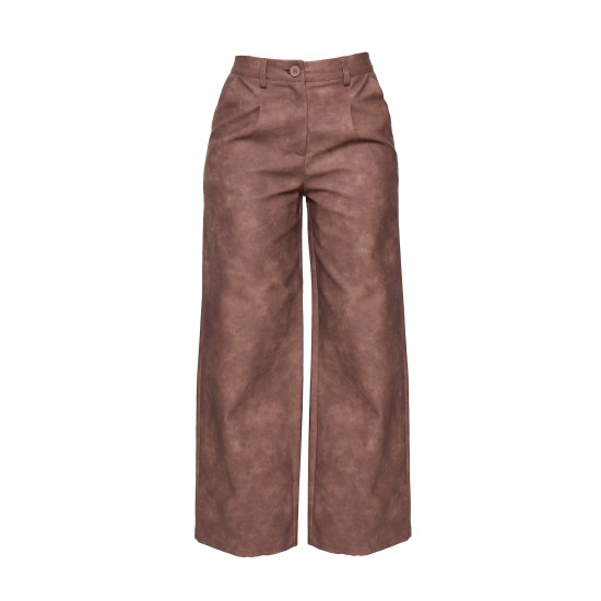 Petite Chocolate Faux Leather Wide Leg Pants Petite Chocolate Faux Leather Wide Leg Pants