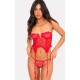 Red Lace Frill Underwired Corset Lingerie Set Red Lace Frill Underwired Corset Lingerie Set