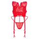 Red Lace Frill Underwired Corset Lingerie Set Red Lace Frill Underwired Corset Lingerie Set