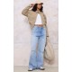 Blue Distressed Detail Straight Leg Jeans Blue Distressed Detail Straight Leg Jeans