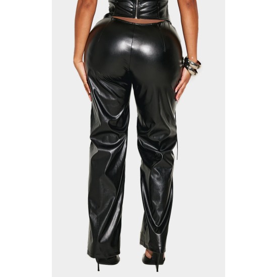 Shape Black Lace Up Faux Leather Pants Shape Black Lace Up Faux Leather Pants