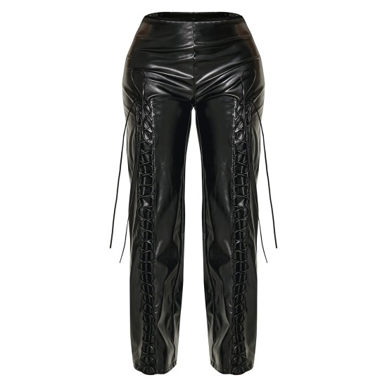 Shape Black Lace Up Faux Leather Pants Shape Black Lace Up Faux Leather Pants