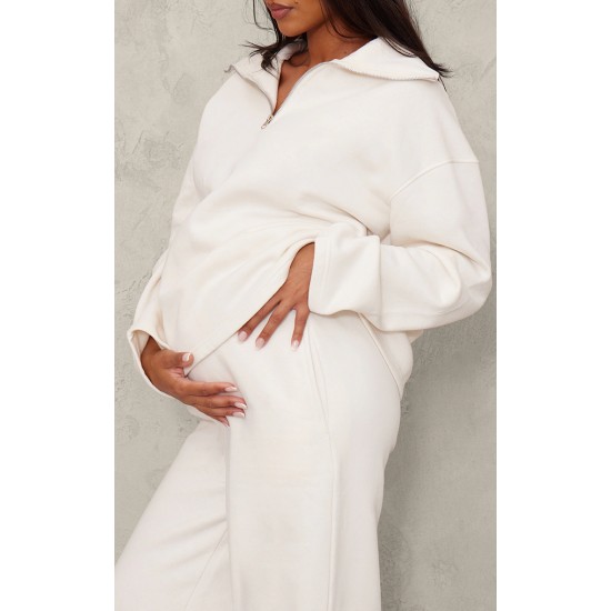 Maternity Cream Wide Leg Sweatpants Maternity Cream Wide Leg Sweatpants