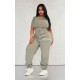 PRETTYLITTLETHING Plus Sage Khaki High Waisted Cuffed Sweatpants PRETTYLITTLETHING Plus Sage Khaki High Waisted Cuffed Sweatpants