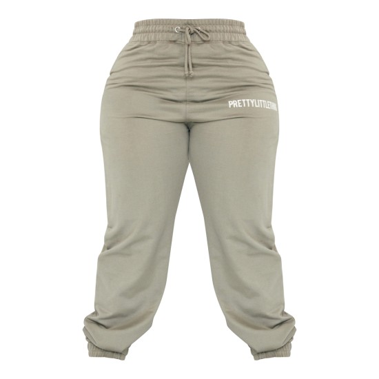 PRETTYLITTLETHING Plus Sage Khaki High Waisted Cuffed Sweatpants PRETTYLITTLETHING Plus Sage Khaki High Waisted Cuffed Sweatpants
