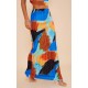 Blue Abstract Print Plisse Maxi Skirt Blue Abstract Print Plisse Maxi Skirt