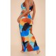 Blue Abstract Print Plisse Maxi Skirt Blue Abstract Print Plisse Maxi Skirt
