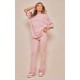 PRETTYLITTLETHING Light Pink Printed Flared Pants PRETTYLITTLETHING Light Pink Printed Flared Pants