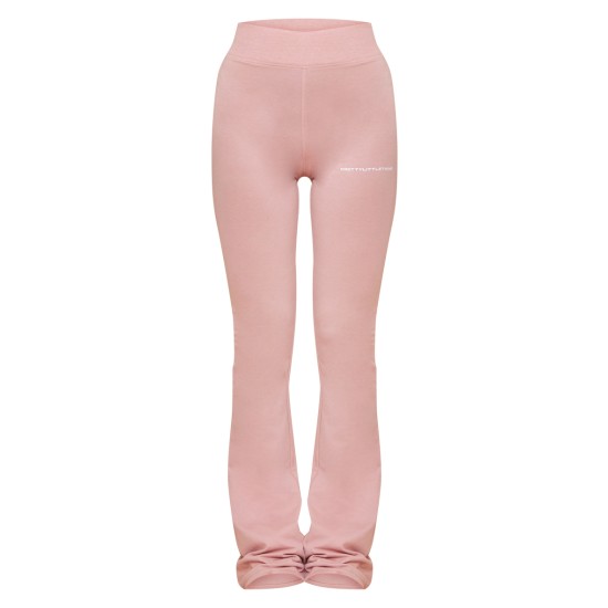 PRETTYLITTLETHING Light Pink Printed Flared Pants PRETTYLITTLETHING Light Pink Printed Flared Pants