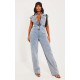 Shape Acid Blue Wash Sleeveless Rigid Denim Jumpsuit Shape Acid Blue Wash Sleeveless Rigid Denim Jumpsuit