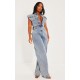 Shape Acid Blue Wash Sleeveless Rigid Denim Jumpsuit Shape Acid Blue Wash Sleeveless Rigid Denim Jumpsuit