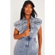 Shape Acid Blue Wash Sleeveless Rigid Denim Jumpsuit Shape Acid Blue Wash Sleeveless Rigid Denim Jumpsuit