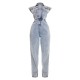 Shape Acid Blue Wash Sleeveless Rigid Denim Jumpsuit Shape Acid Blue Wash Sleeveless Rigid Denim Jumpsuit