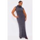 Plus Charcoal Brushed Rib Roll Neck Maxi Dress Plus Charcoal Brushed Rib Roll Neck Maxi Dress