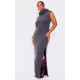 Plus Charcoal Brushed Rib Roll Neck Maxi Dress Plus Charcoal Brushed Rib Roll Neck Maxi Dress