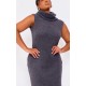 Plus Charcoal Brushed Rib Roll Neck Maxi Dress Plus Charcoal Brushed Rib Roll Neck Maxi Dress