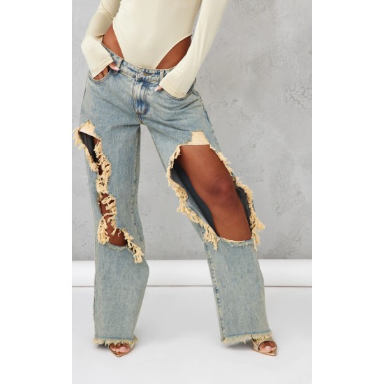 Vintage Wash Extreme Ripped Boyfriend Jean Vintage Wash Extreme Ripped Boyfriend Jean