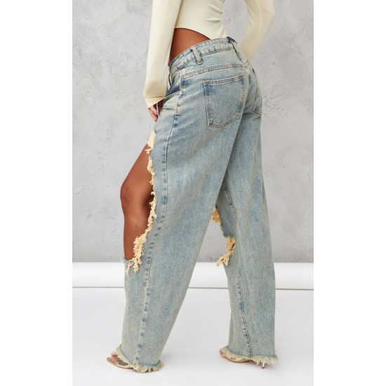Vintage Wash Extreme Ripped Boyfriend Jean Vintage Wash Extreme Ripped Boyfriend Jean