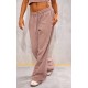 Taupe Washed Rib Panel Wide Leg Sweatpants Taupe Washed Rib Panel Wide Leg Sweatpants